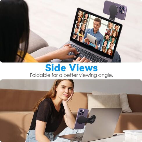 CloudValley Magnetic Laptop & Phone Holder, Rotating 3D Phone Holder Adjustable Compatible with iPhone MagSafe and All Phones, Stand Accessor for Tesla Monitor Portable PC, Black in Saudi Arabia