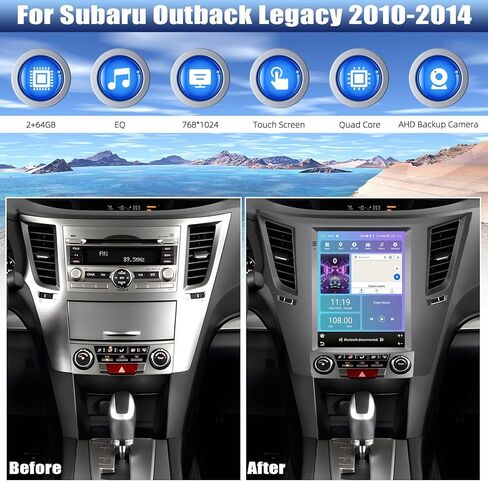 2+64G Android 13 Car Stereo لـ Subaru Outback Legacy 2010-2014 مع Carplay Android Auto ، شاشة تعمل باللمس 9.7 ' in Kuwait