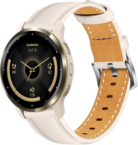 18mm Leather Watch Band Compatible with Garmin Venu 3S/Venu 2S/Vivoactive 4S/Vivomove 3S/Forerunner 265S/Forerunner 255S, Genuine Leather Soft Strap Quick Release Wristband for Women Men in Saudi Arabia