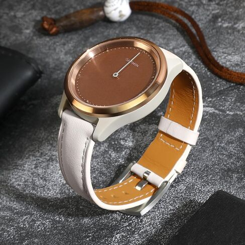 18mm Leather Watch Band Compatible with Garmin Venu 3S/Venu 2S/Vivoactive 4S/Vivomove 3S/Forerunner 265S/Forerunner 255S, Genuine Leather Soft Strap Quick Release Wristband for Women Men in Saudi Arabia