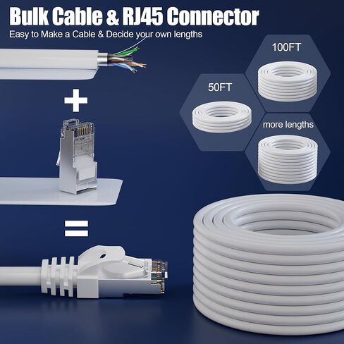 Cat 6 Outdoor Ethernet Cable 150ft (8 RJ45) ، Cat 6 Ethernet Cable Bulk 150 FT ، Huffice 23 AWG ، Direct Burial ، مقاوم للماء ، مقاوم للأشعة فوق البنفسجية ، كابل شبكة الإنترنت لألعاب جهاز التوجيه ، CCA in Kuwait