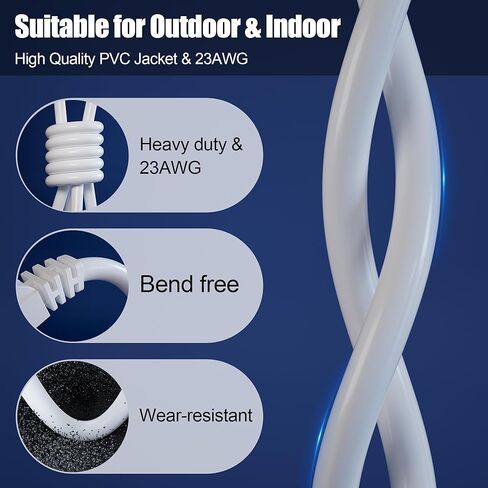 Cat 6 Outdoor Ethernet Cable 150ft (8 RJ45) ، Cat 6 Ethernet Cable Bulk 150 FT ، Huffice 23 AWG ، Direct Burial ، مقاوم للماء ، مقاوم للأشعة فوق البنفسجية ، كابل شبكة الإنترنت لألعاب جهاز التوجيه ، CCA in Kuwait