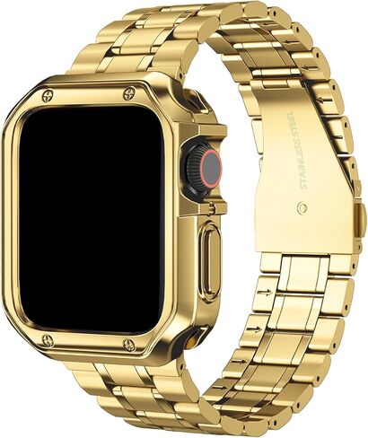 Mryuesg متوافق مع شريط Apple Watch وحالة ، سلسلة معدنية من الفولاذ المقاوم للصدأ مع غطاء TPU ، حزام سوار ارتباط ذكي ، فرقة معصم لـ I-Watch Ultra2 Series 9 8 7 6 5 4 3 2 1 SE in Saudi Arabia