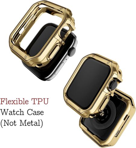 Mryuesg متوافق مع شريط Apple Watch وحالة ، سلسلة معدنية من الفولاذ المقاوم للصدأ مع غطاء TPU ، حزام سوار ارتباط ذكي ، فرقة معصم لـ I-Watch Ultra2 Series 9 8 7 6 5 4 3 2 1 SE in Saudi Arabia