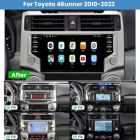 4+64GB Car Radio for Toyota 4Runner 2010-2022 with Wireless Carplay&Android Auto, Android 13 IPS 4Runner Stereo Support Voice Control GPS Bluetooth 5.2 FM SWC DSP WiFi EQ Backup Camera in Kuwait