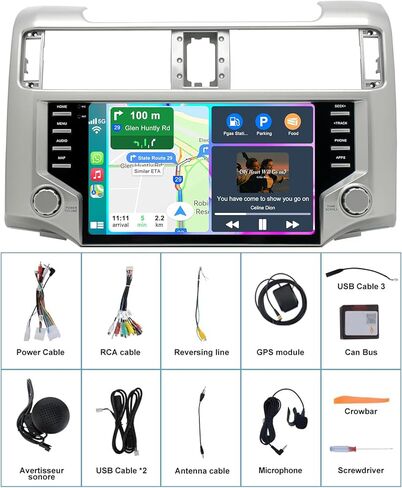 4+64GB Car Radio for Toyota 4Runner 2010-2022 with Wireless Carplay&Android Auto, Android 13 IPS 4Runner Stereo Support Voice Control GPS Bluetooth 5.2 FM SWC DSP WiFi EQ Backup Camera in Kuwait