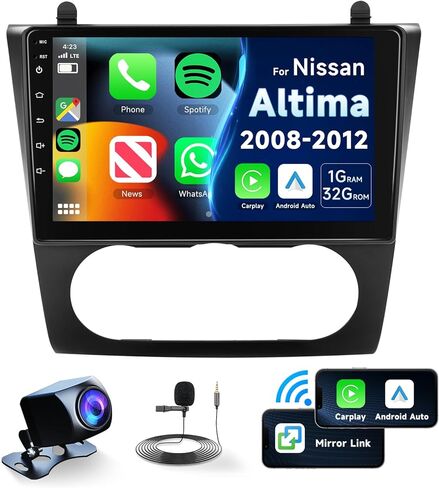 HIFI لنيسان Altima 2008-2012 Manual A/C Android13 Car Radio Stereo ، اللاسلكي Carplay Android Auto 9inch Touch Screen Bluetool in Kuwait
