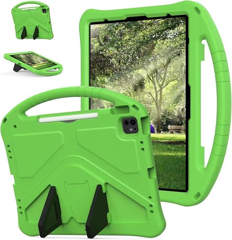Dteck Kids Case for iPad Air 13 inch M2 2024,iPad Pro 12.9" Case 3rd/4th/5th/6th Generation,Lightweight Shockproof Rugged EVA Kids Friendly Handle Stand Child Proof Kids Case with Pencil Holder,Green in Kuwait