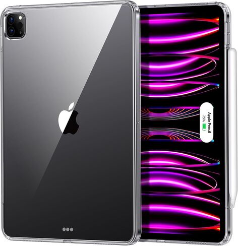 Case for iPad Pro 12.9 inch - 6th/5th/4th/3rd Generation iPad Cases with Clear Bumper, Supports Pencil 2nd, Ultra-Thin and Lightweight, Slim Transparent Hard Back, Shock, Drop Protection, (Clear) in Kuwait