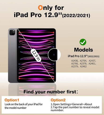 Case for iPad Pro 12.9 inch - 6th/5th/4th/3rd Generation iPad Cases with Clear Bumper, Supports Pencil 2nd, Ultra-Thin and Lightweight, Slim Transparent Hard Back, Shock, Drop Protection, (Clear) in Kuwait