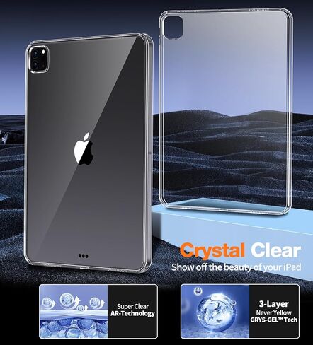 Case for iPad Pro 12.9 inch - 6th/5th/4th/3rd Generation iPad Cases with Clear Bumper, Supports Pencil 2nd, Ultra-Thin and Lightweight, Slim Transparent Hard Back, Shock, Drop Protection, (Clear) in Kuwait