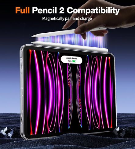 Case for iPad Pro 12.9 inch - 6th/5th/4th/3rd Generation iPad Cases with Clear Bumper, Supports Pencil 2nd, Ultra-Thin and Lightweight, Slim Transparent Hard Back, Shock, Drop Protection, (Clear) in Kuwait