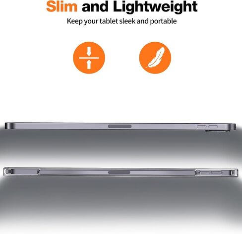 Case for iPad Pro 12.9 inch - 6th/5th/4th/3rd Generation iPad Cases with Clear Bumper, Supports Pencil 2nd, Ultra-Thin and Lightweight, Slim Transparent Hard Back, Shock, Drop Protection, (Clear) in Kuwait