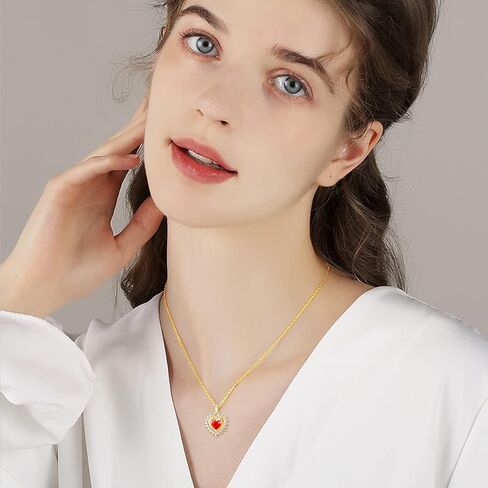sisgem 14k الذهب الحقيقي قلادة القلب للنساء، الذهب الأصفر الحب قلادة قلادة قلوب ثلاثية مجوهرات هدايا لذكرى عيد ميلاد 16 + 1 + 1 بوصة in Kuwait
