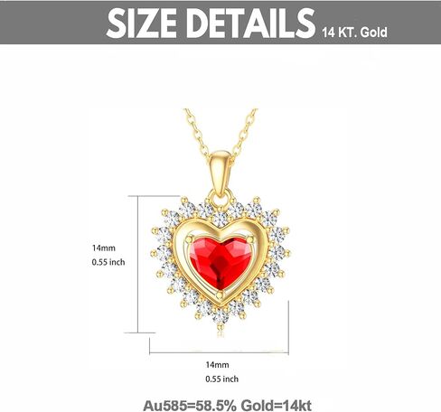 sisgem 14k الذهب الحقيقي قلادة القلب للنساء، الذهب الأصفر الحب قلادة قلادة قلوب ثلاثية مجوهرات هدايا لذكرى عيد ميلاد 16 + 1 + 1 بوصة in Kuwait