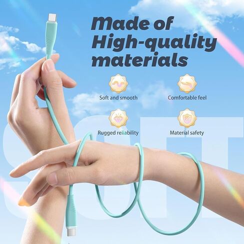 iPhone 15 Charger Cable 3 Pack 6 FT 60 W USB C Charger Cable USB C Cable Compatible with iPhone 15/15 Pro/15 Plus/15 Pro Max iPad Mini Pro Air MacBook Air Pro Switch Pixel LG and More-Green 1 in Kuwait