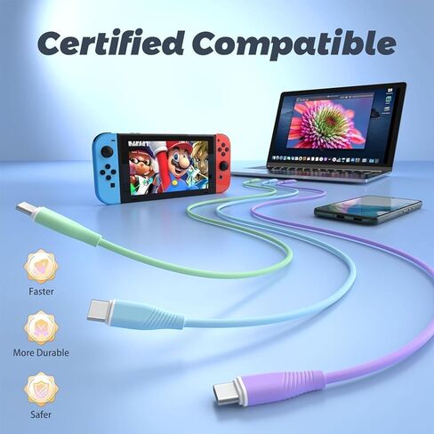 iPhone 15 Charger Cable 3 Pack 6 FT 60 W USB C Charger Cable USB C Cable Compatible with iPhone 15/15 Pro/15 Plus/15 Pro Max iPad Mini Pro Air MacBook Air Pro Switch Pixel LG and More-Green 1 in Kuwait