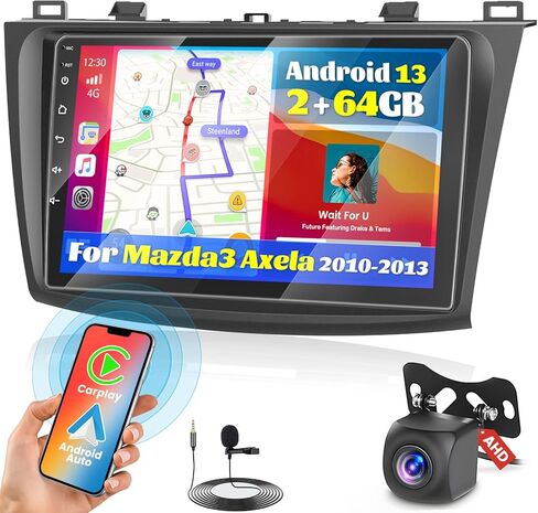 لعام 2010-2013 Mazda 3 Fuluku 【2+64g】 Android 13 Stereo مع رابط مرآة آلي للسيارات اللاسلكية ، و WiFi/GPS/FM/RDS/RDS in Kuwait