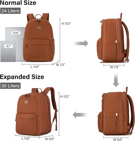 Hanke 18 Inch Expandable Travel Laptop Backpack for Women, Personal Item Backpack Work Backpack Woman Men Casual Daypack Backpacks Carry On Bag Backpacks for Airline Approved(Off White) in Saudi Arabia