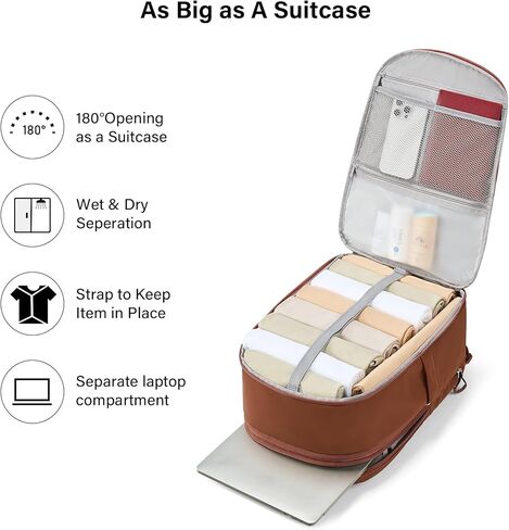 Hanke 18 Inch Expandable Travel Laptop Backpack for Women, Personal Item Backpack Work Backpack Woman Men Casual Daypack Backpacks Carry On Bag Backpacks for Airline Approved(Off White) in Saudi Arabia