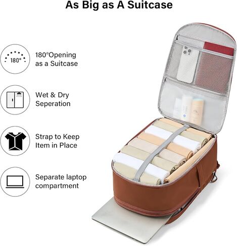 Hanke 18 Inch Expandable Travel Laptop Backpack for Women, Personal Item Backpack Work Backpack Woman Men Casual Daypack Backpacks Carry On Bag Backpacks for Airline Approved(Off White) in Saudi Arabia