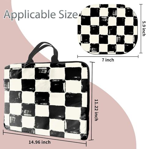 Laptop Sleeve Case 15 inch Plus Cute Mousepad, Black White Checkerboard Slim Carrying Case Durable Handbag Protective Travel Laptop Bag for 13-15 inch Tablet,Laptop, Ultrabook Notebook in Saudi Arabia