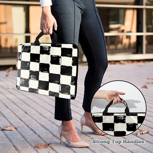 Laptop Sleeve Case 15 inch Plus Cute Mousepad, Black White Checkerboard Slim Carrying Case Durable Handbag Protective Travel Laptop Bag for 13-15 inch Tablet,Laptop, Ultrabook Notebook in Saudi Arabia