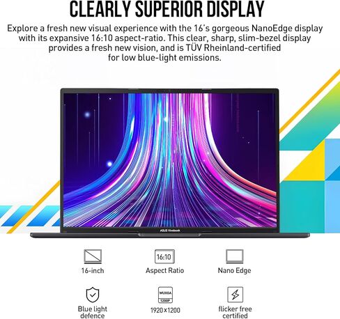 ASUS Vivobook 16 Laptop Computer, 16 Inch Laptop i5 WUXGA, Intel i5 Laptop PC 10-Core, Lifetime Office, 40GB RAM 2TB SSD Windows 11 Pro Laptop Fingerprint Backlit Fullsized Numeric Keypad|HDMI|USB-C in Kuwait