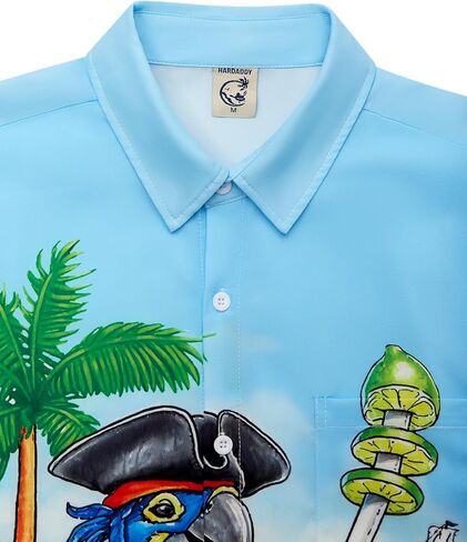 Hardaddy Men's Summer Hawaiian Shirts Funny Performence Printed Button Down Casual Bowling Shirt in Saudi Arabia