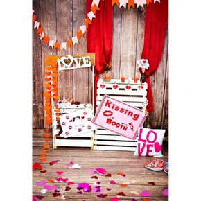 Baocicco 5x7ft Happy Valentine's Day Backdrop Kissing Booth Heart Pattern Decor Banners Love Cushions Photography Background Wallpaper Wedding Pictures Shoot Bride Lovers Portrait Studio Video Prop