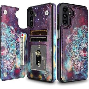 HianDier Compatible with Galaxy A13 5G Wallet Case Slim Protective Case with Credit Card Slot Holder Flip Folio Soft PU Leather Magnetic Closure Cover Compatible with Samsung Galaxy A13 5G, Mandala