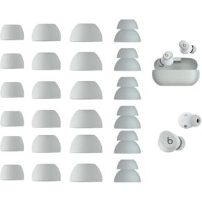 Zotech Replacement Earbud Tips for Beats Solo Buds, 12 Pairs S/M/L/D Sizes, Soft Silicone, Grey