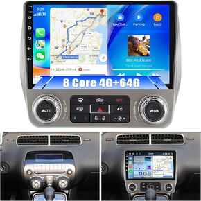 [8 Core 4G+64G] Android 13 Car Stereo for Chevrolet Camaro 2008-2015 with Wireless CarPlay Android Auto,9" HD Touchscreen Car Radio with WiFi GPS Navigation,Bluetooth,FM/RDS Radio,SWC+Backup Camera