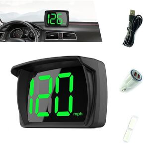 1 PC GPS Speedometer HUD for Cars Trucks Motorcycles USB Plug & Play Digital MPH SPEED Meter Shown UP UP مع محول شاحن سيارة لوحة التظليل