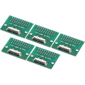MECCANIXITY FPC FFC PCB Converter Board 20P 0.5mm on Socket Side, Back 1.0mm, to DIP 2.54mm for LCD 3D Printer Camera DVD TV Laptop Pack of 5