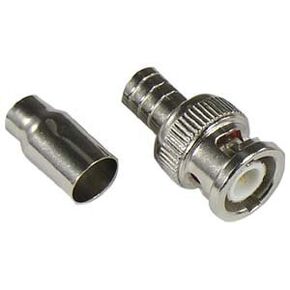 C&E RG59 BNC Male Crimp-on Connector 2pc (Connector + Ferrule), (10 Pack)