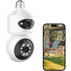 1080P Security Outdoor WiFi Camera with Dual Lens, Home Security Camera with Dual-Light Color Night Vision Function, 2.4GHz Cameras for Home with Motion Detection, Two-Way Voice Talk, Cloud Storage
