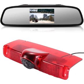 Car High Mount Brake Light Backup Camera +4.3" Rearview Mirror,Brake Lamp Reverse Parking Camera Replacement for Chevrolet Express GMC Chevy Savana Exporer Vans Cargo Van 2003-2018