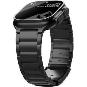 Titanium Metal Band Compatible with Apple Watch Band 49mm 46mm 45mm 44mm for Men, DLC Scratch Resistant All Adjustable Band for Apple Watch Ultra/Ultra 2/Series 10/9/8/7/6/5/4