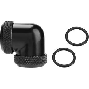VBESTLIFE 90 Degree Elbow Hard Pipe Tube Connector Water Liquid Cooling - 14mm OD DIY, Excellent Heat Dissipation, Plated Brass, for PETG Tubes 5/8 (16mm) (Black)