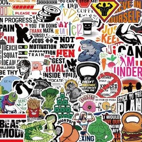 50Pcs Gym Stickers for Water Bottles, Fitness Planner Stickers for Adults, Teens, Workout Vinyl Laptop Sticker for Hydroflasks Journaling Scrapbooking (Fitness)