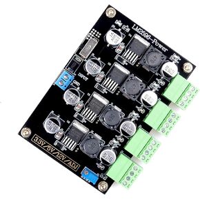 DC-DC 5-40V to 3.3V 5V 12V ADJ Adjustable Step Down Voltage Regulator, LM2596 4-Way Multiple Output Switching Power Supply Module Board, 5A Buck Volt Converter Transformer Stabilizer