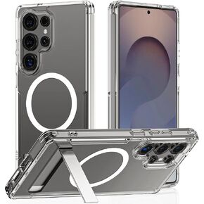 for Samsung Galaxy S25 Ultra Case, [Compatible with Magsafe] Built-in Invisible Kickstand, Military Grade Shockproof Protective Magnetic Phone Case for Samsung Galaxy S25 Ultra (Clear)