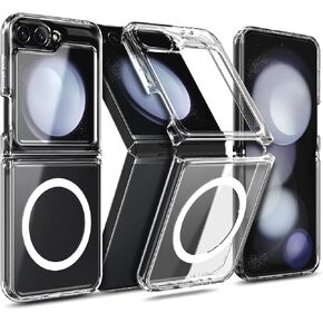YZB Magnetic Case for Motorola Razr 2024 Case [Not fit Razr Plus 2024] [Compatible with MagSafe] Ultra Slim Shockproof Hard PC Back with TPU Bumper Protective Cover, Crystal Clear