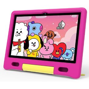 Kids Tablet 10 inch, Tablet for Kids with Protective Case, 2+32GB Storage(512GB Expand), Quad-Core, 5G WiFi, Google Kids Space, Parental Control, YouTube Kids, Educational Apps (Pink)