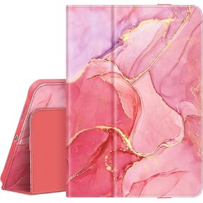 Fintie Folio Case for iPad 10th Generation 10.9 Inch (2022 Model) - Premium Vegan Leather Smart Protective Stand Back Cover with Pencil Holder, Marble Pink