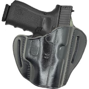 Leather OWB Holster for Glock 43-42 - Handmade CCW Concealed Carry Belt Gun Holster - for Glock 43 G43X Glock 42, Ruger SR22 Ruger LC9s, Taurus GX4 Pistols - Pancake Firearms Holder