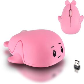 Cute Dolphin Shaped Wireless Mouse, 1600 DPI, 3 Button, for PC Laptop (Pink)