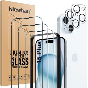الزجاج المقسّر المتوافق مع iPhone 15 Plus Screen Protector 6.7 '' '، واقي شاشة 3 أجهزة كمبيوترمية + 2 PCS واقي عدسة الكاميرا ، [ليس لـ iPhone 15 Pro Max] 99.99 ٪ HD Glass Film - 5 PCs