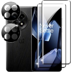 For Oneplus 13 Screen Protector 6.82 inches with Camera Lens Protector, 9H Hardness HD Scratch Resistance [Black Edge 3D Full Cover Tempered Glass]【2+2 pcs】